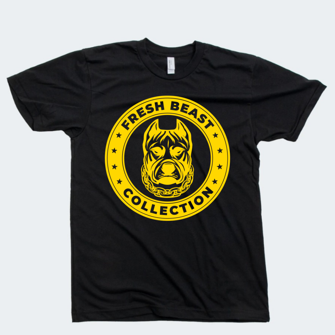 FRESH BEAST SHORT SLEEVE LOGO TEE (BLACK/YELLOW)